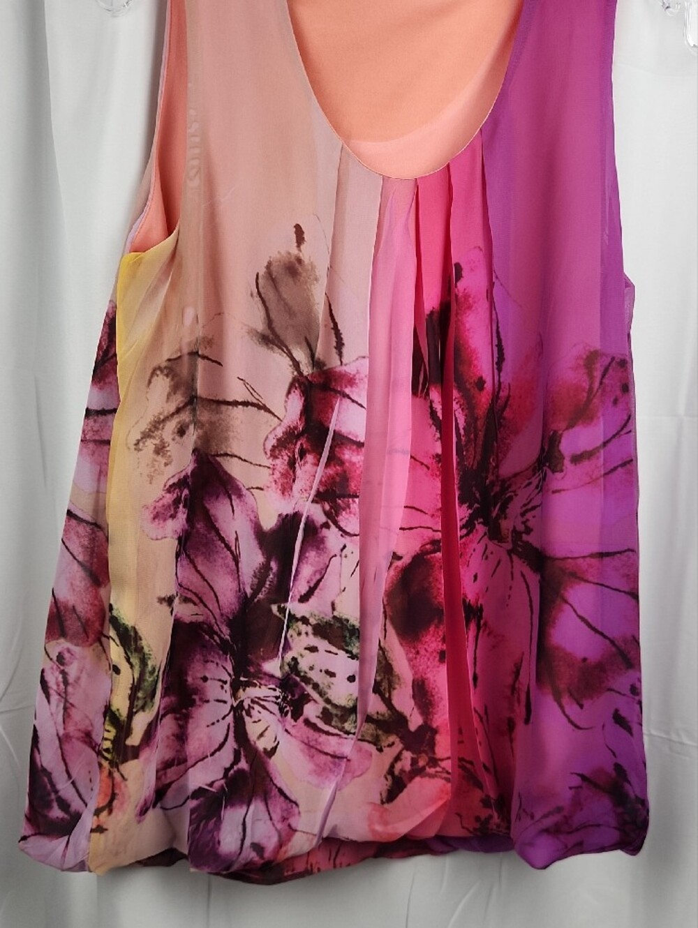 NY Collection Pink and Purple Floral Chiffon Tank M - Picture 6 of 8